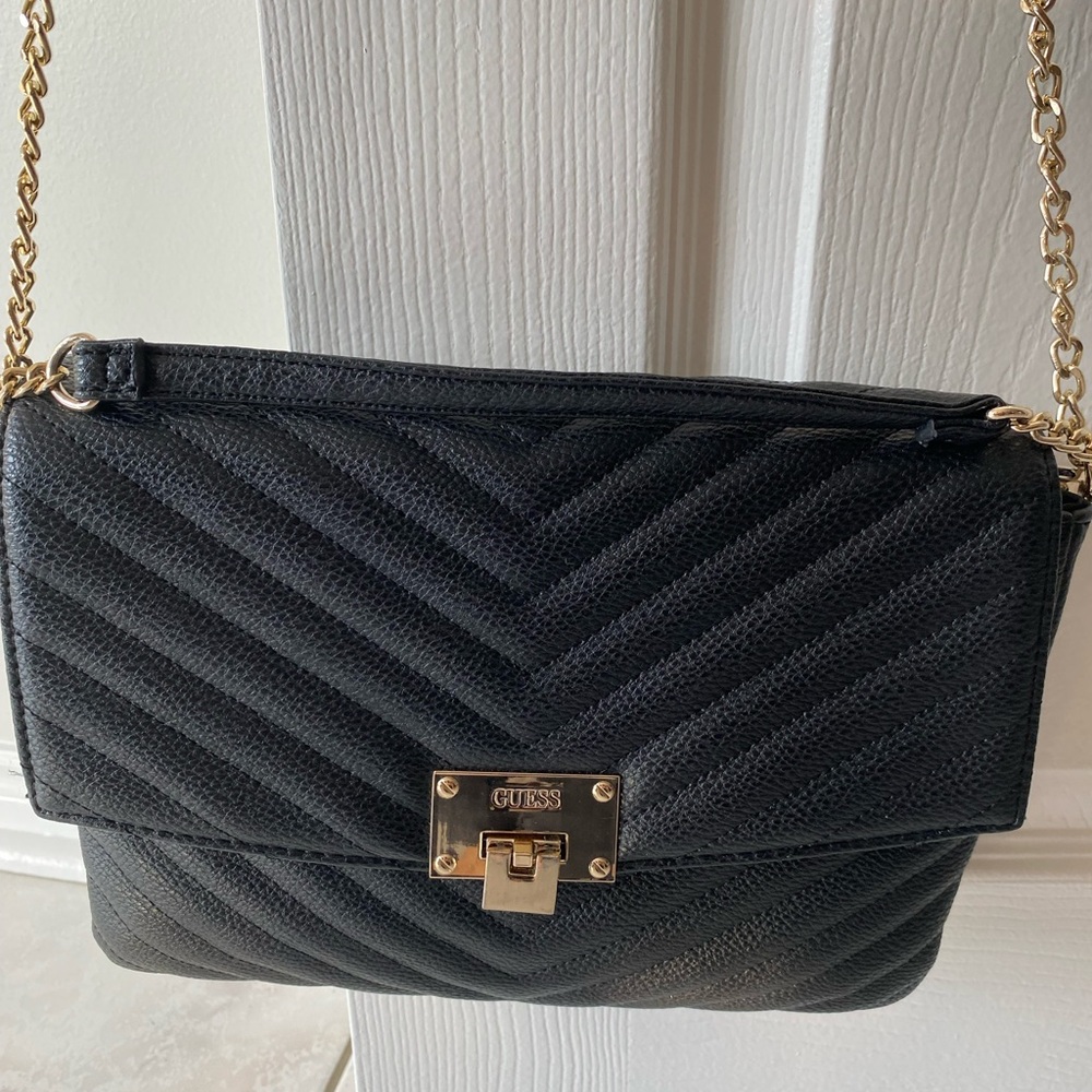 GUESS Black Quilted Crossbody Bag